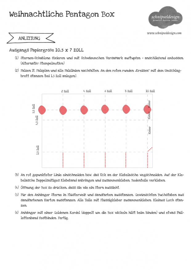 Anleitung Weihnachtliche Pentagon Box schnipseldesign